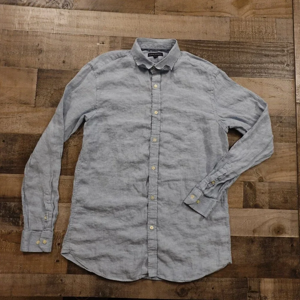 Banana Republic Linen Button-Down Shirt‎ Men’s Large Light Blue Casual Summer